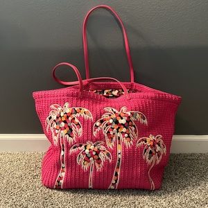 Vera Bradley Large Straw Tote in Pixie Confetti, pink